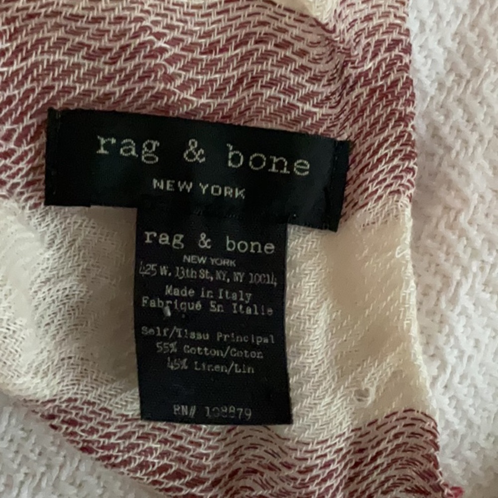 Rag & Bone Red and White Scarf
